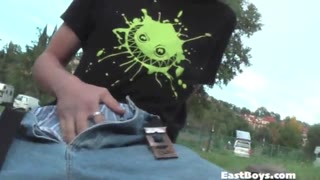 I Stroke My Cute 18-Year-Old Twink's Cock Outdoors — Handjob