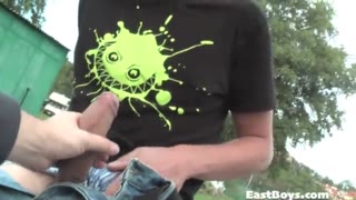 I Stroke My Cute 18-Year-Old Twink's Cock Outdoors — Handjob