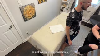 French Client's Ecstasy on Table During Stretch Led to Bareback Anal of Masseur's Tight — Blowjob