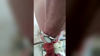 Gay Uncut Solo Double Anal Dildo Riding — Handjob